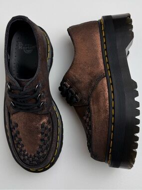 Dr. Martens Ashley Platform Metallic Chunky Quad Platform Creeper Oxfords UK 4